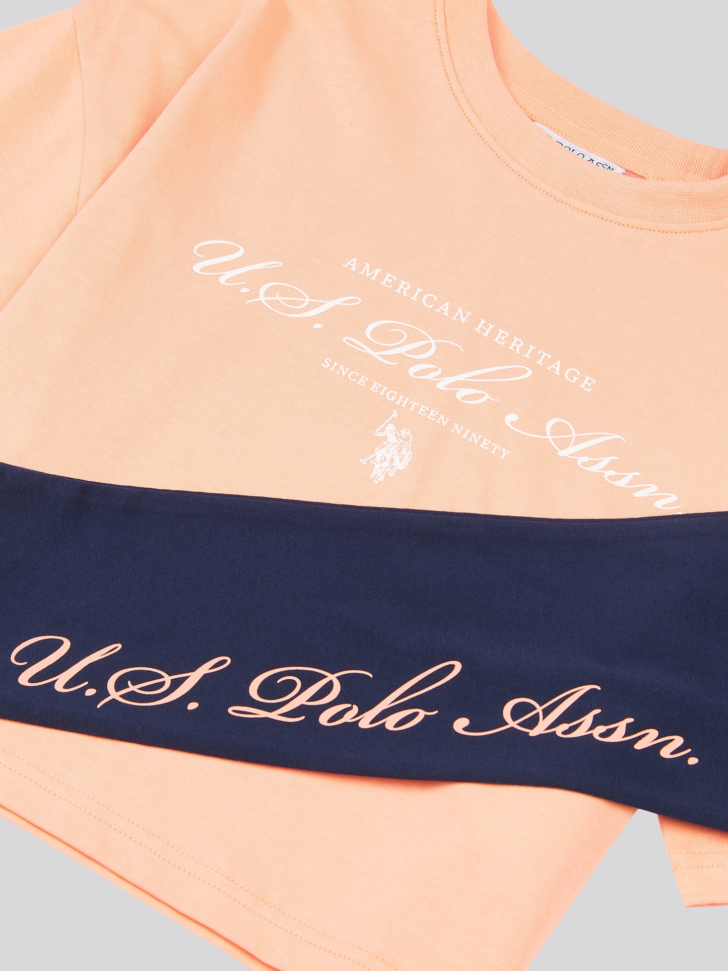 Girls Script Boxy Fit T-Shirt & Legging Set in Peach Nectar