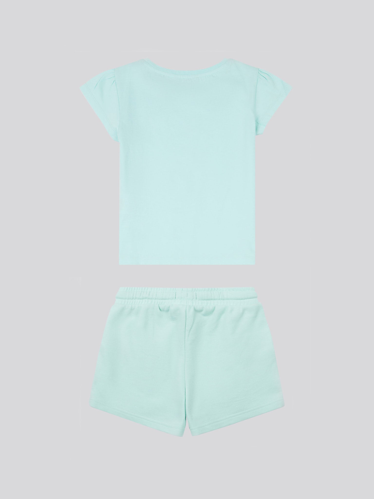 Girls Script Graphic T-Shirt & Sweat Short Set in Blue Light