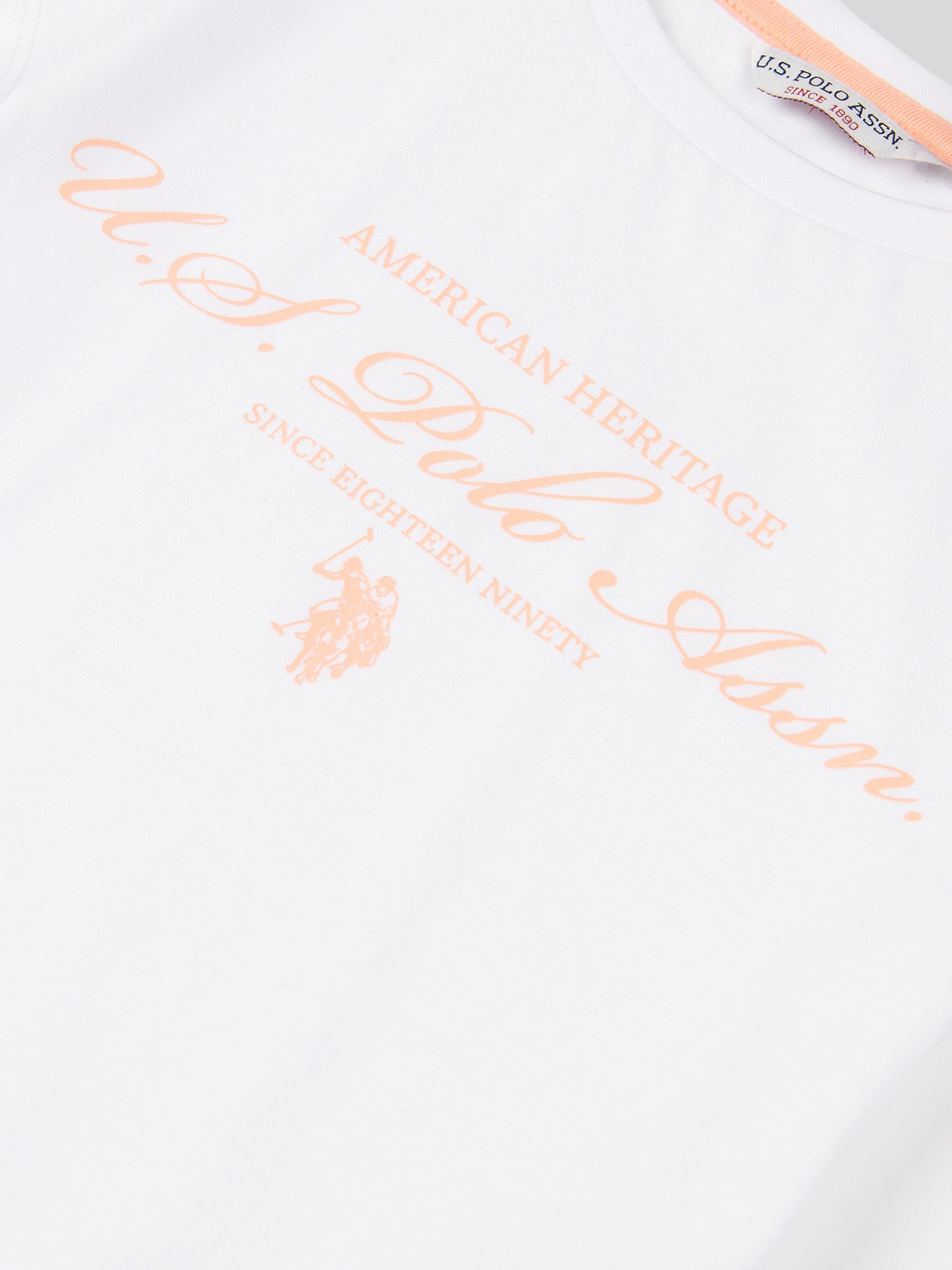 Girls Script Graphic T-Shirt & Sweat Short Set in Peach Nectar