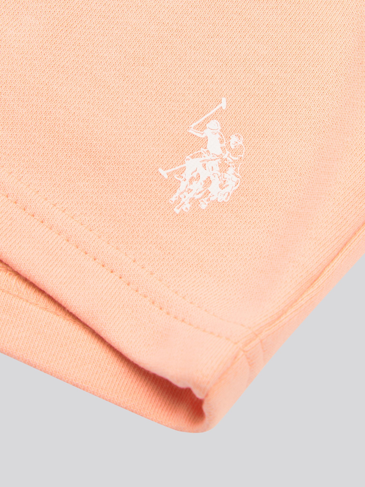 Girls Script Graphic T-Shirt & Sweat Short Set in Peach Nectar