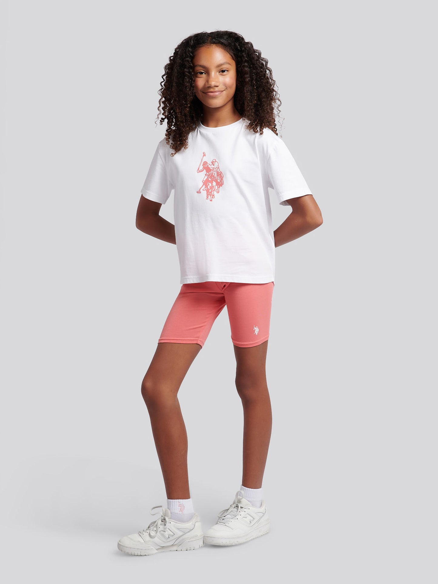 Girls Print T-Shirt & Jersey Short Set in Bright White