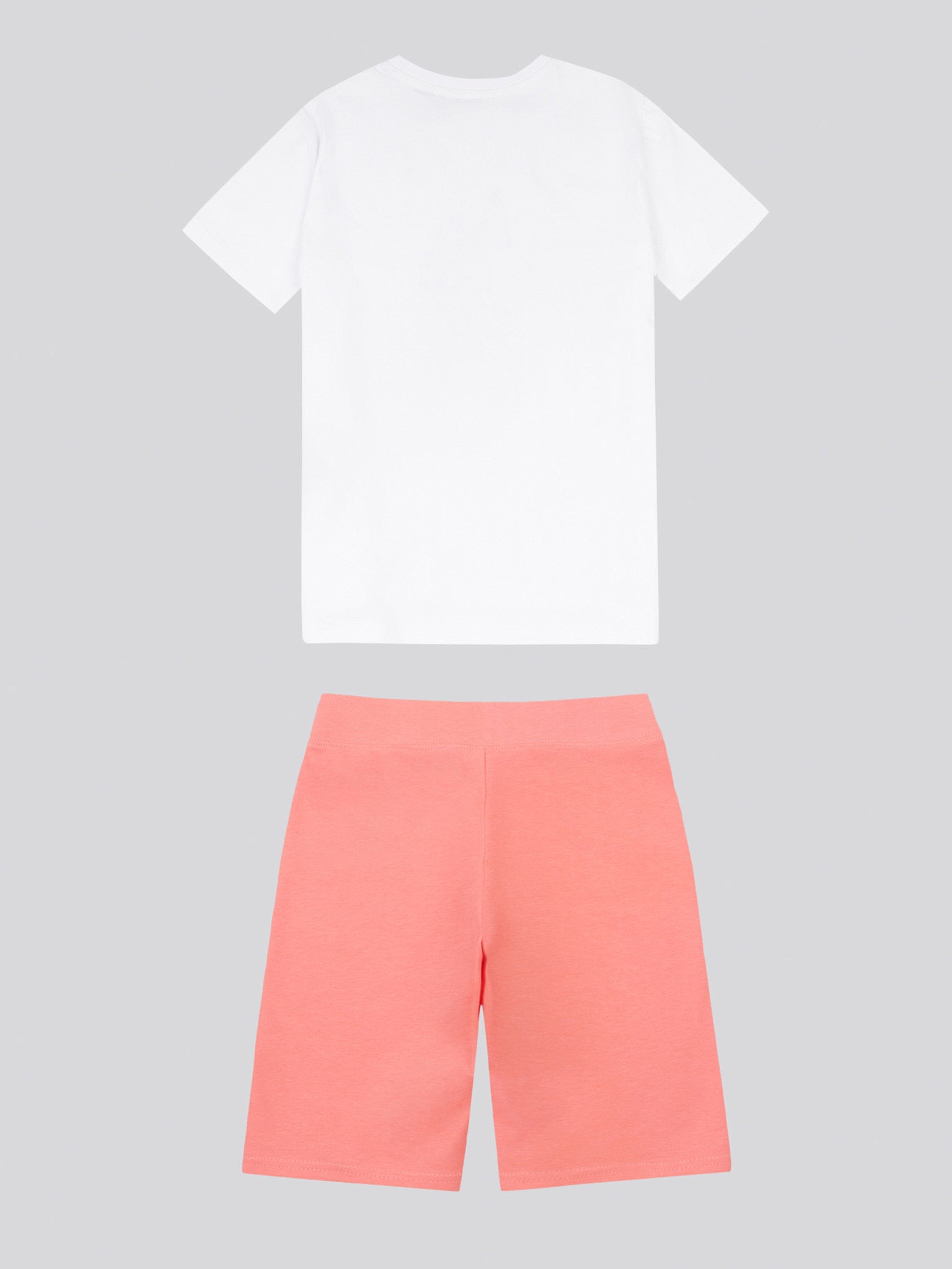 Girls Print T-Shirt & Jersey Short Set in Bright White