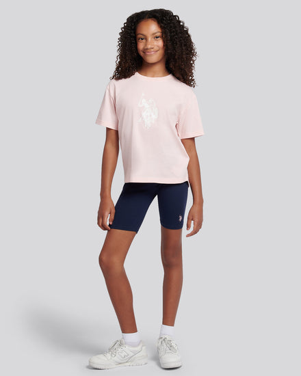 Girls Print T-Shirt & Jersey Short Set in Crystal Rose