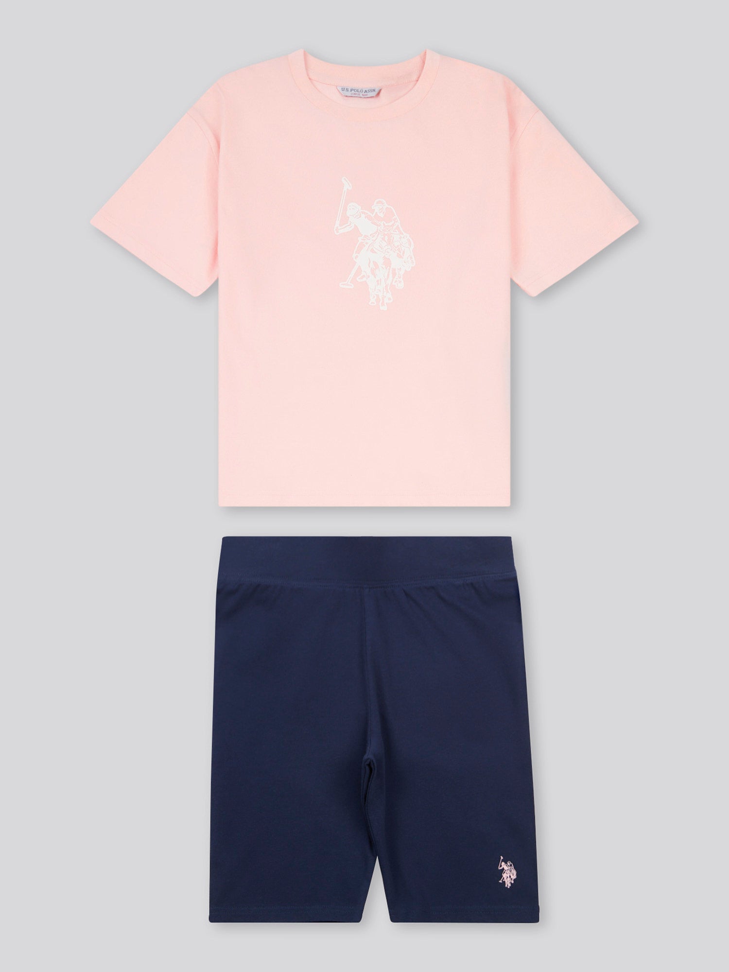 Girls Print T-Shirt & Jersey Short Set in Crystal Rose
