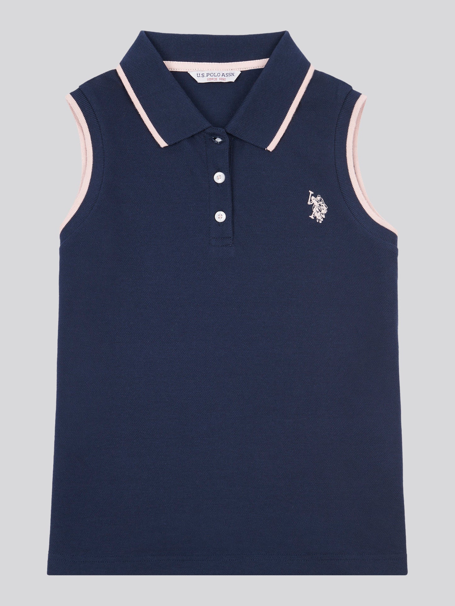 Girls Sleeveless Polo Shirt in Navy Iris