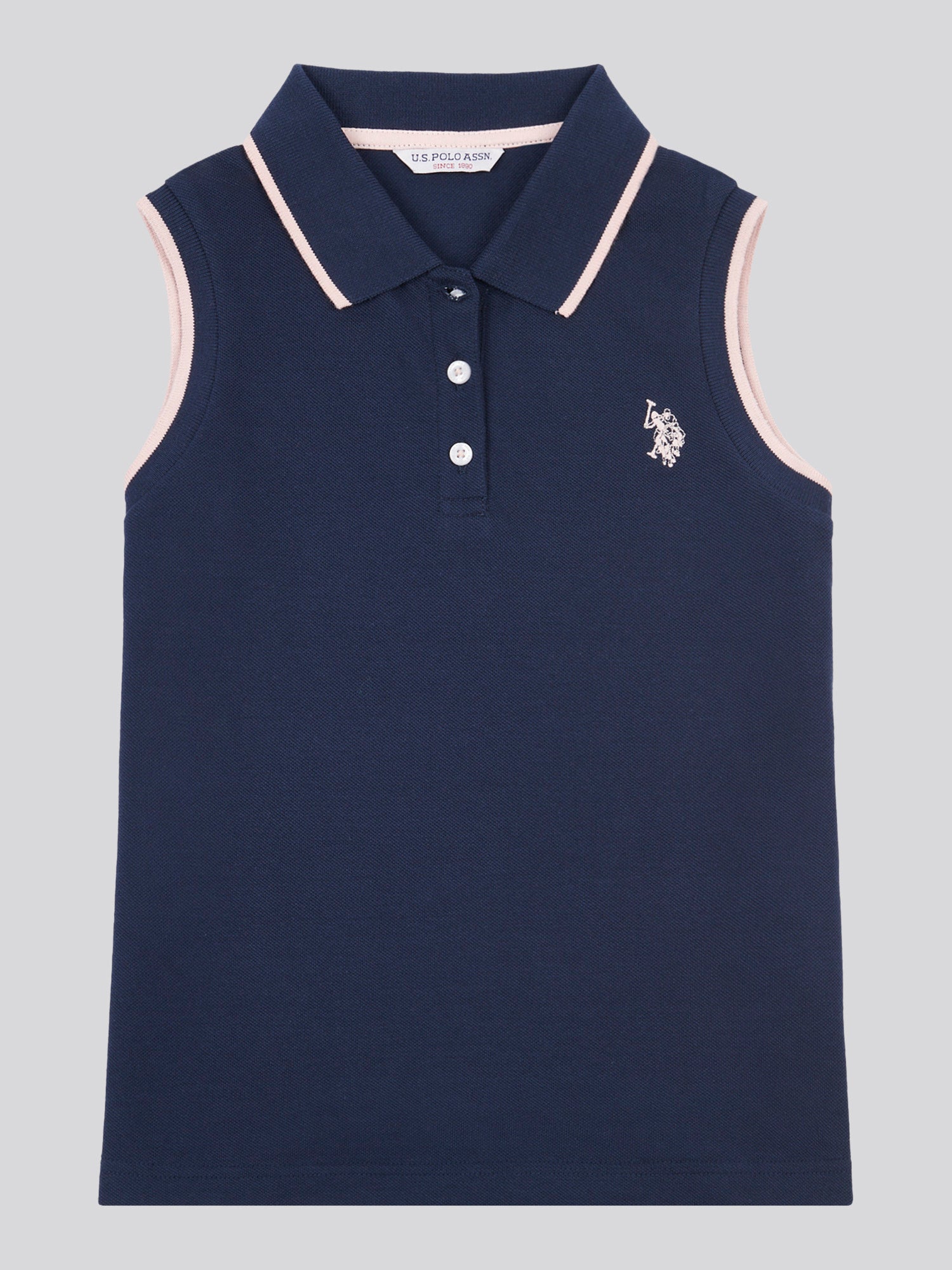 Girls Sleeveless Polo Shirt in Navy Iris