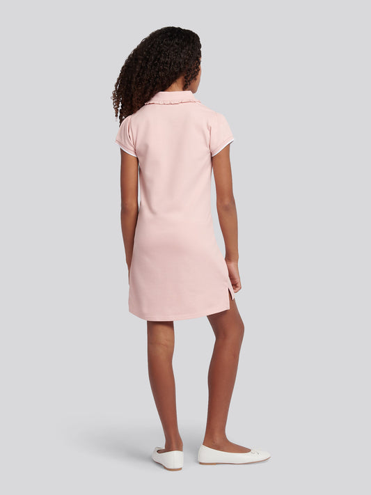 Girls Frill Collar Polo Dress in Crystal Rose