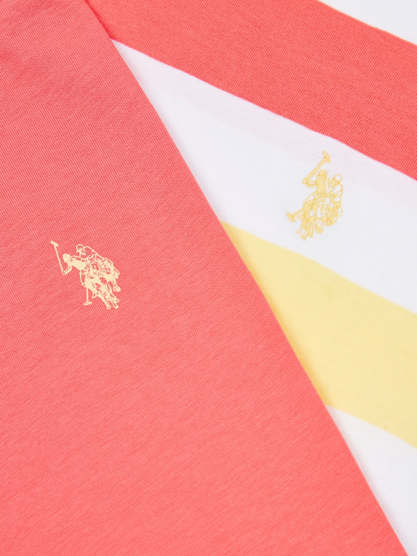 Girls Stripe T-Shirt & Legging Set in Sugar Coral