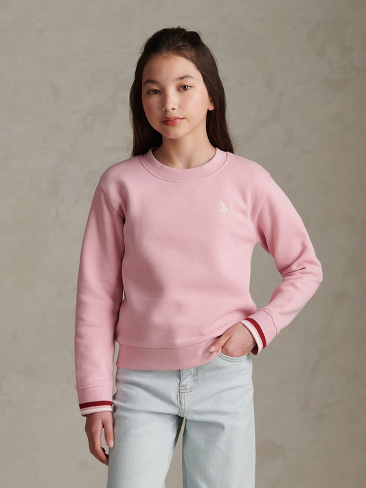 Girls Double Horsemen Crew Sweatshirt Pink Nectar