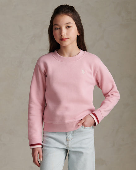 Girls Double Horsemen Crew Sweatshirt Pink Nectar