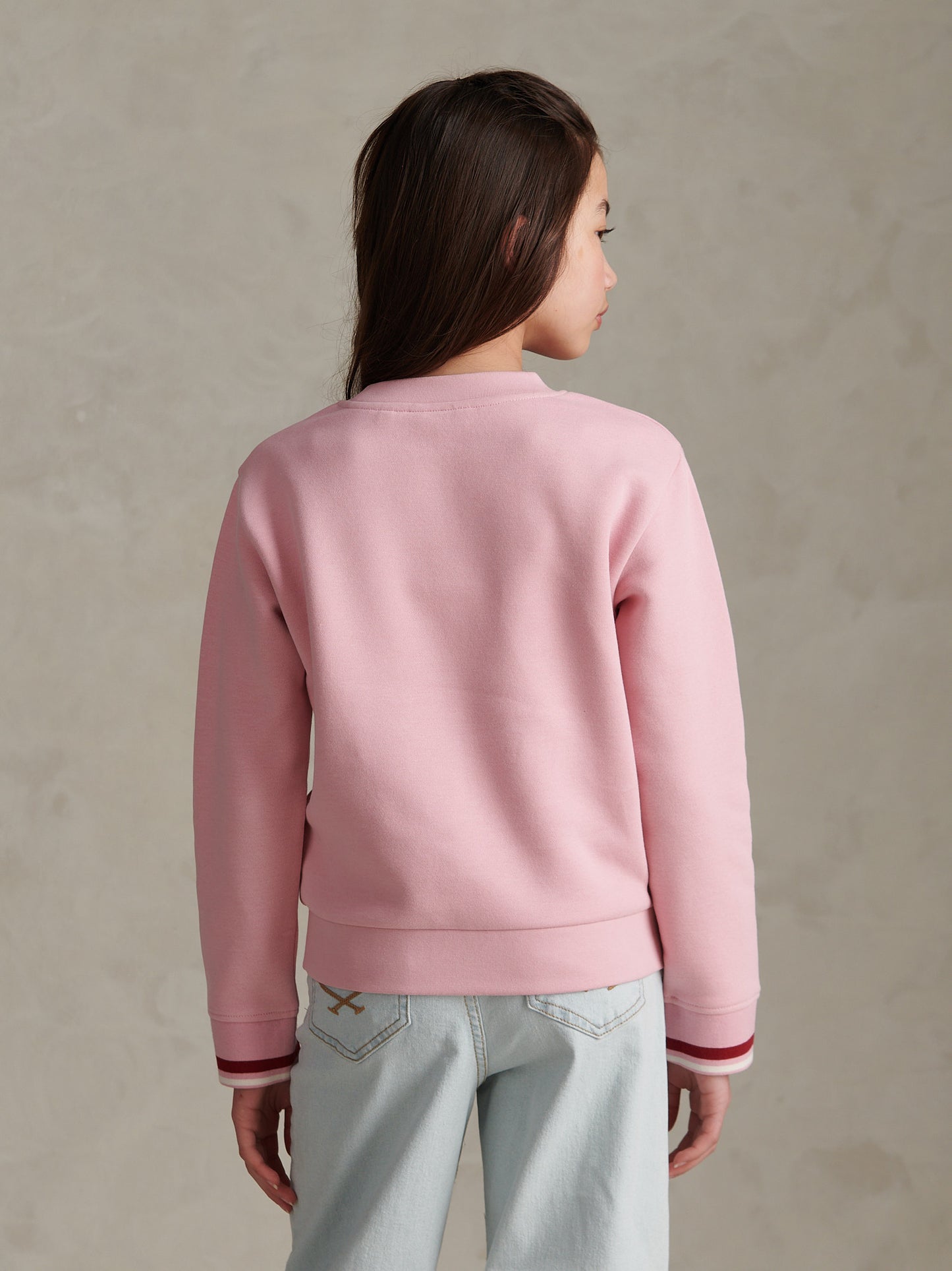 Girls Double Horsemen Crew Sweatshirt Pink Nectar