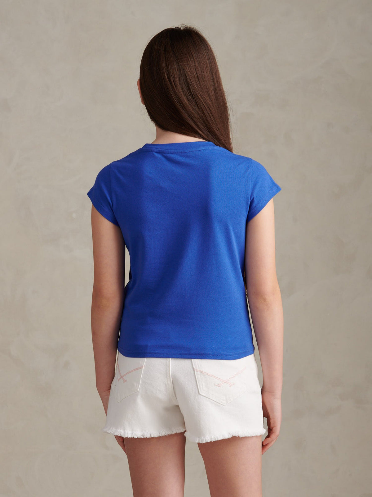 Girls Script Logo Cap Sleeve T-Shirt Dazzling Blue