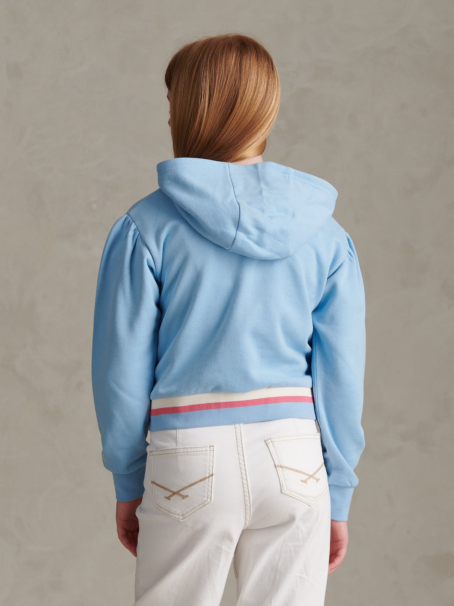Girls Rainbow Stripe Double Horsemen Zip Through Hoodie Open Air