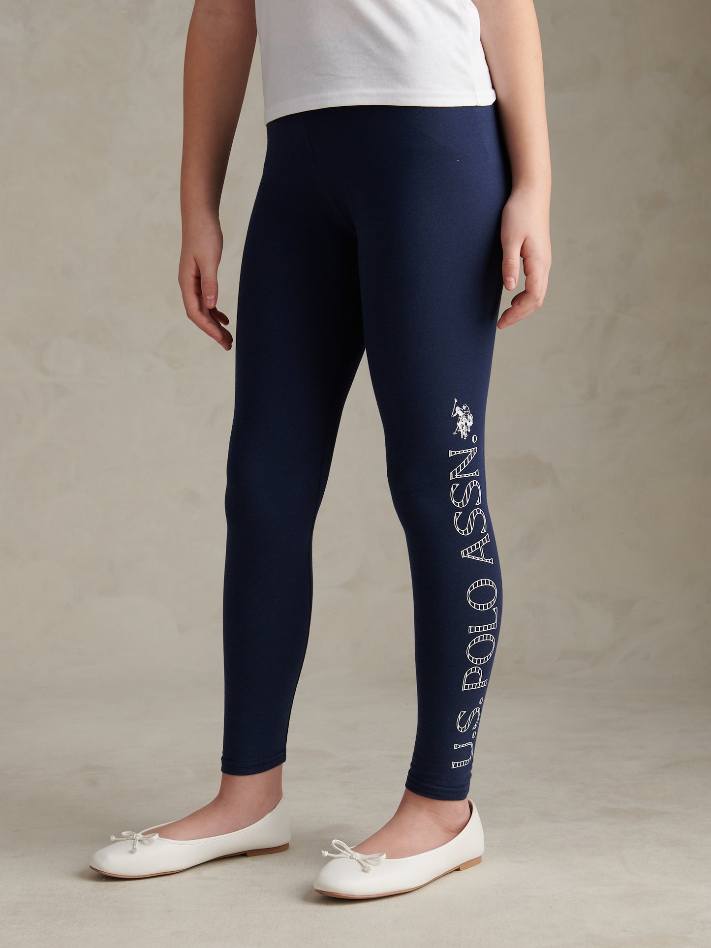 Girls Branded Jersey Leggings Navy Iris