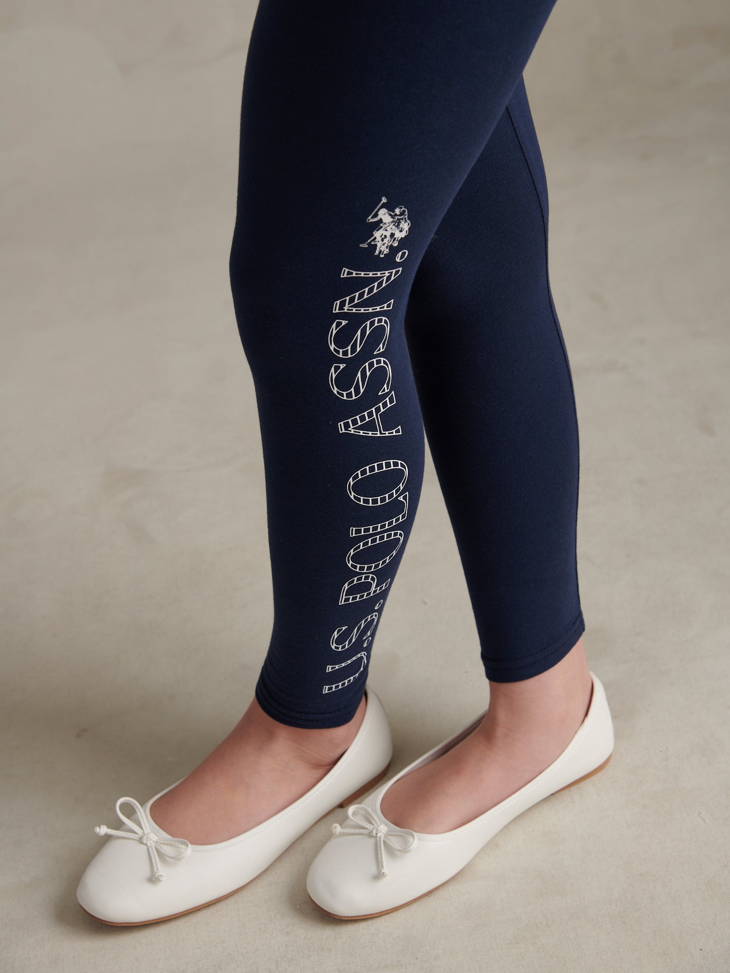 Girls Branded Jersey Leggings Navy Iris