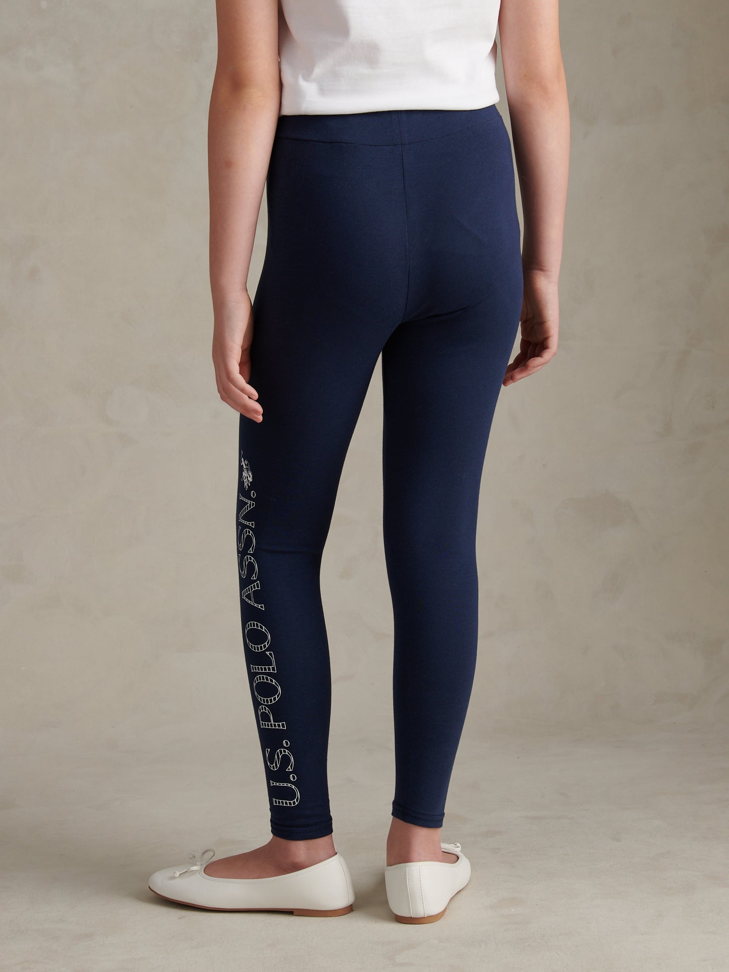 Girls Branded Jersey Leggings Navy Iris