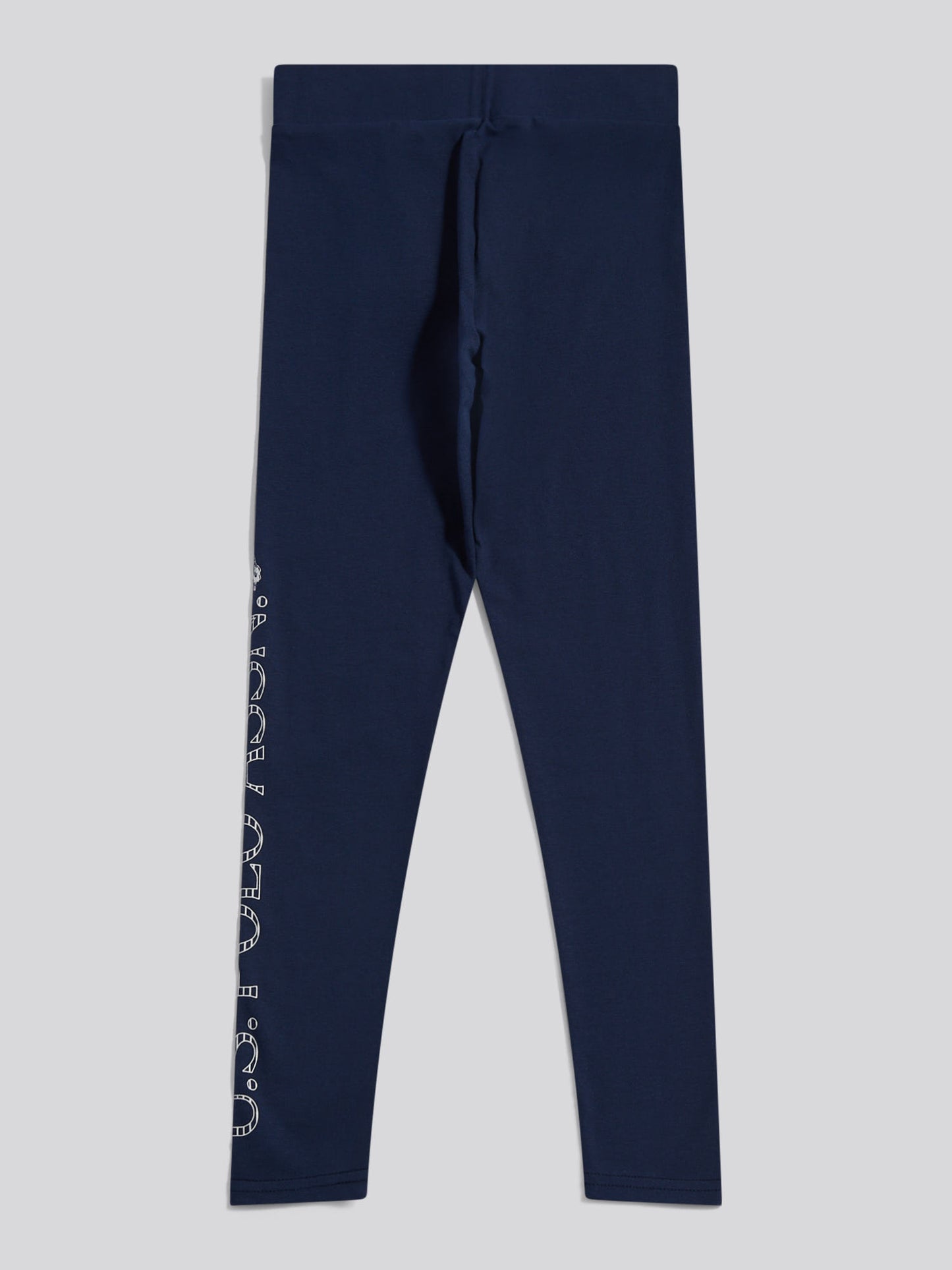 Girls Branded Jersey Leggings Navy Iris