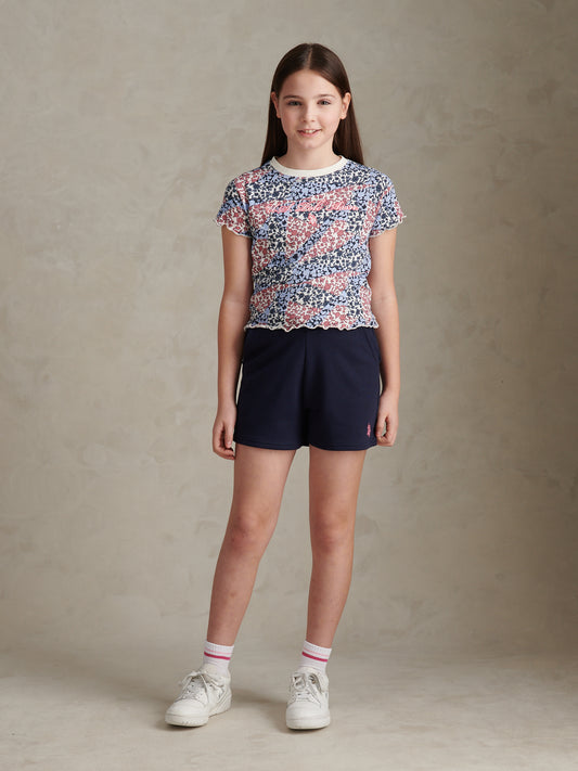 Girls Patchwork Tee & Short Set Navy Iris
