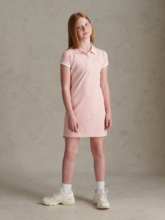 Girls Cap Sleeve Polo Dress Crystal Rose
