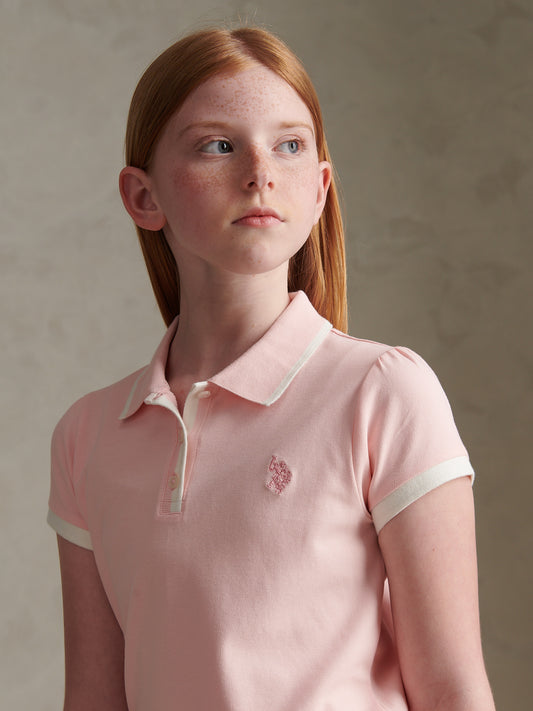 Girls Cap Sleeve Polo Dress Crystal Rose