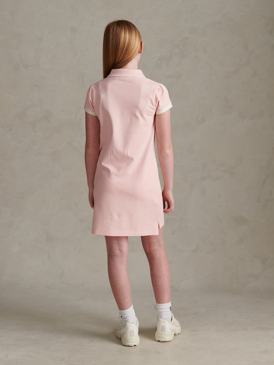 Girls Cap Sleeve Polo Dress Crystal Rose