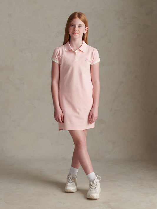 Girls Cap Sleeve Polo Dress Crystal Rose