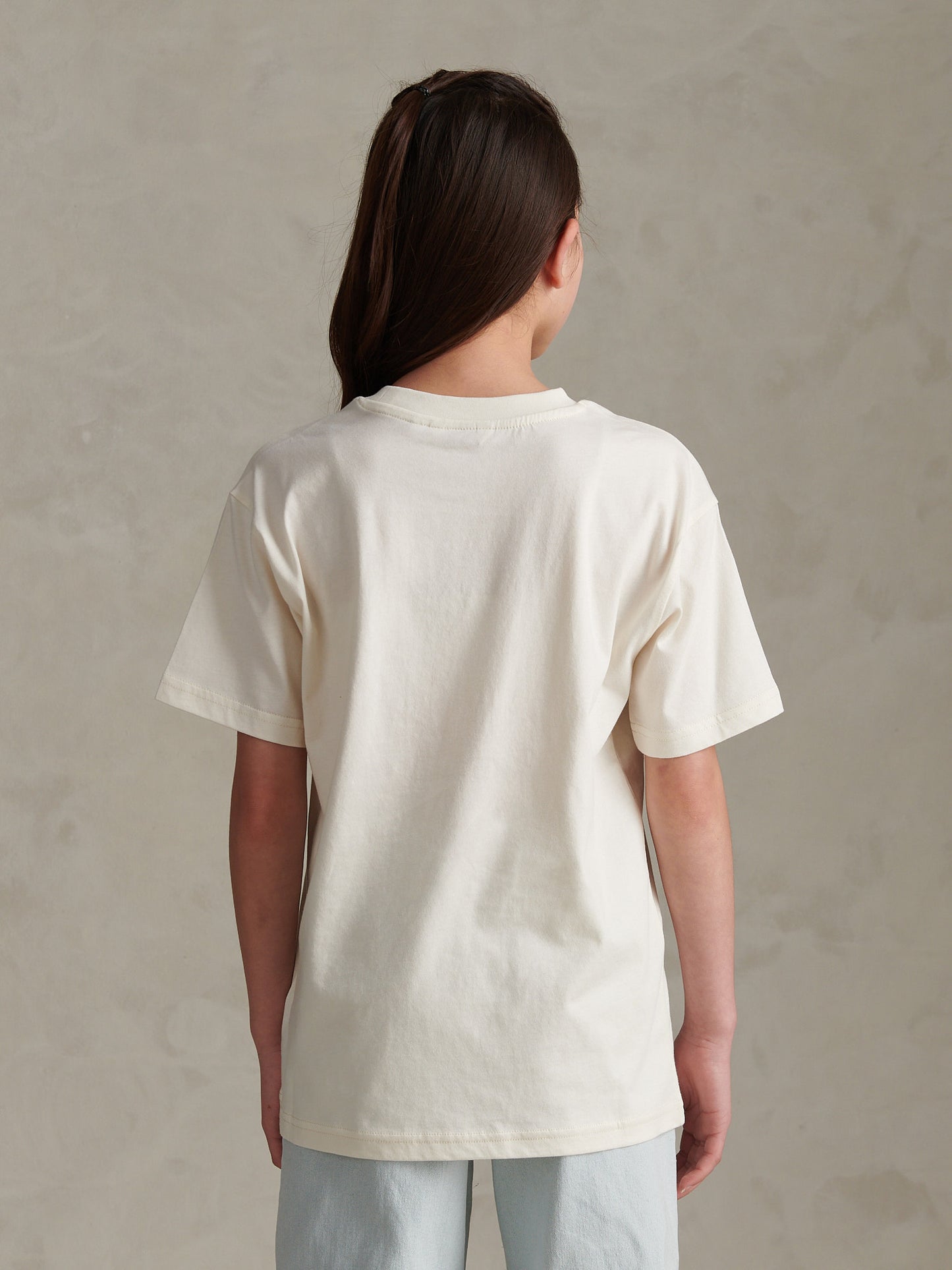 Girls Oversized Double Horsemen Graphic T-Shirt Marshmallow