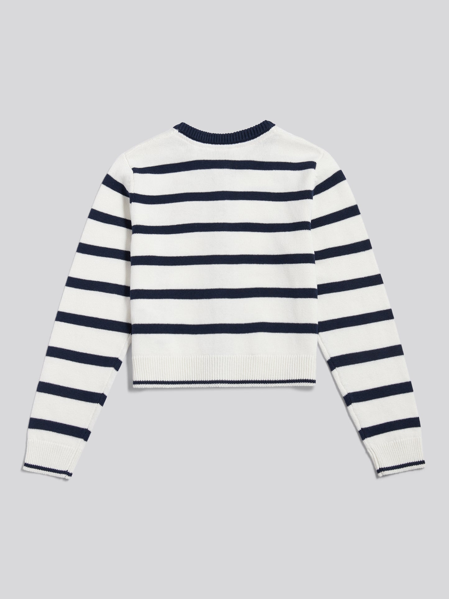 Girls Striped Knit Cardigan Bright White