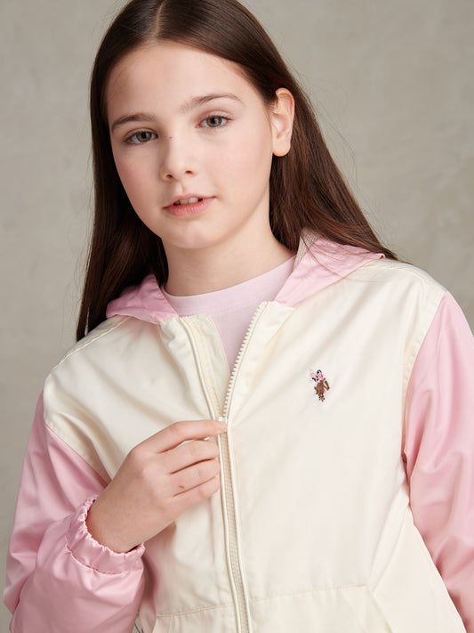 Girls Colourblock Hooded Windbreaker Marshmallow