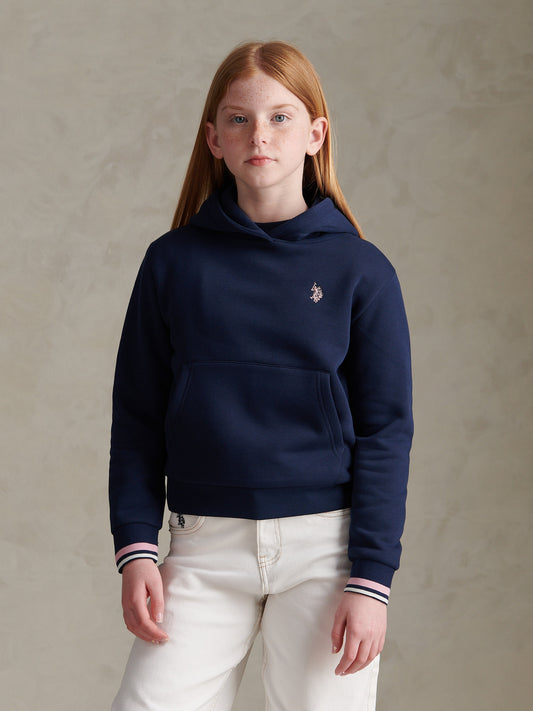 Girls Double Horsemen Overhead Hoodie Navy Iris