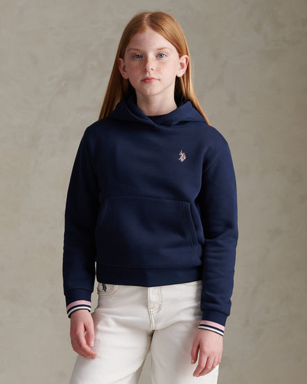 Girls Double Horsemen Overhead Hoodie Navy Iris