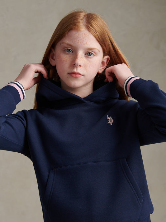 Girls Double Horsemen Overhead Hoodie Navy Iris