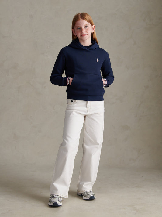 Girls Double Horsemen Overhead Hoodie Navy Iris