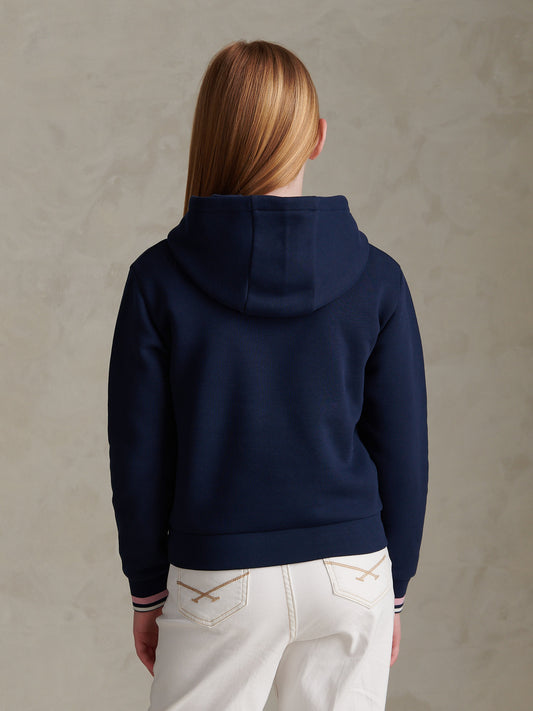 Girls Double Horsemen Overhead Hoodie Navy Iris