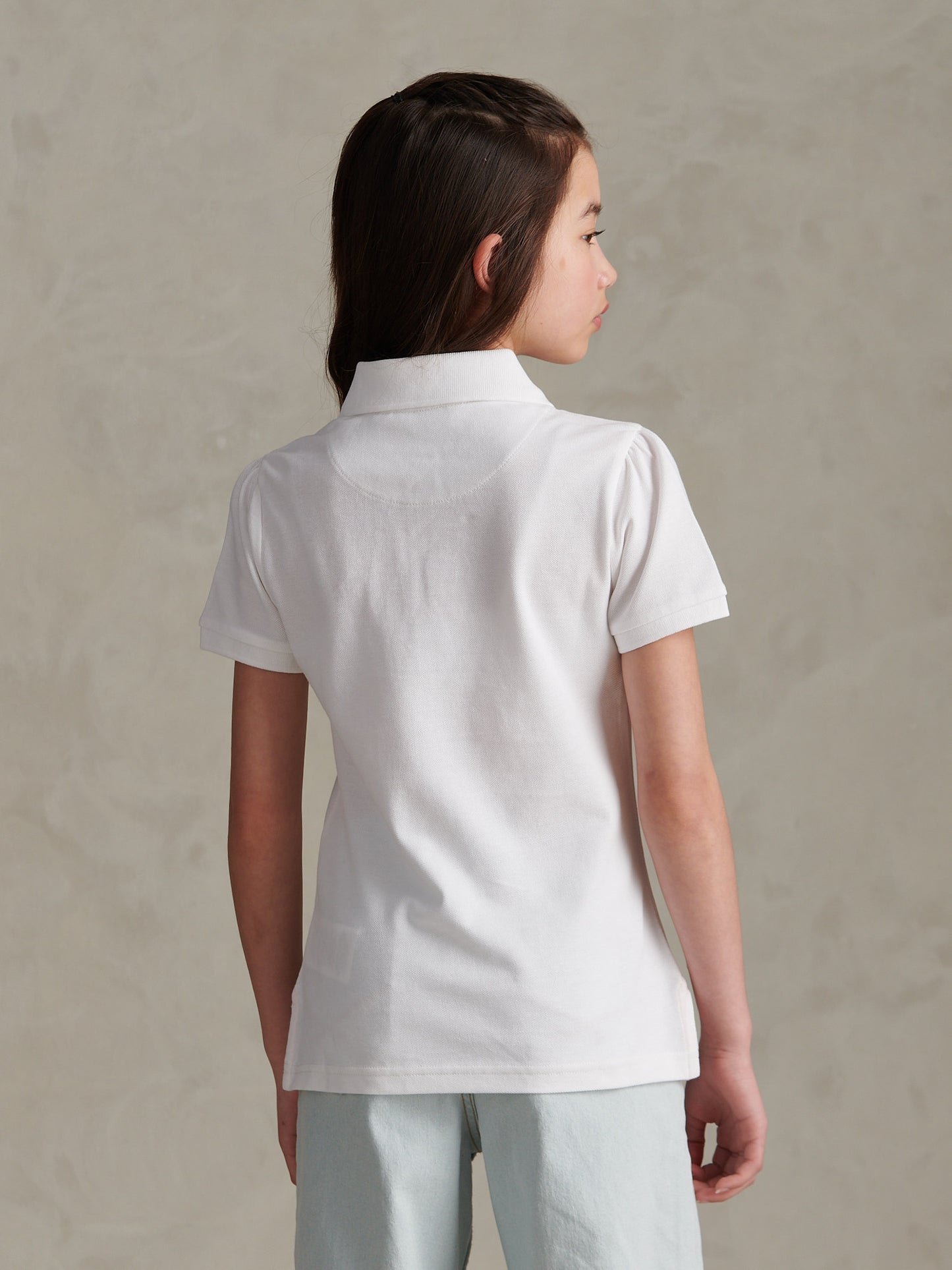 Girls Regular Pique Polo Shirt Bright White