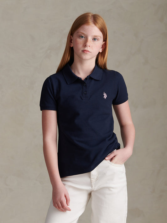 Girls Regular Pique Polo Shirt Navy Iris