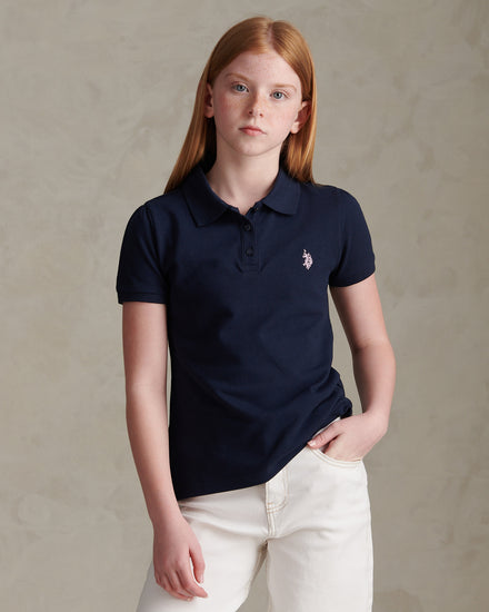 Girls Regular Pique Polo Shirt Navy Iris