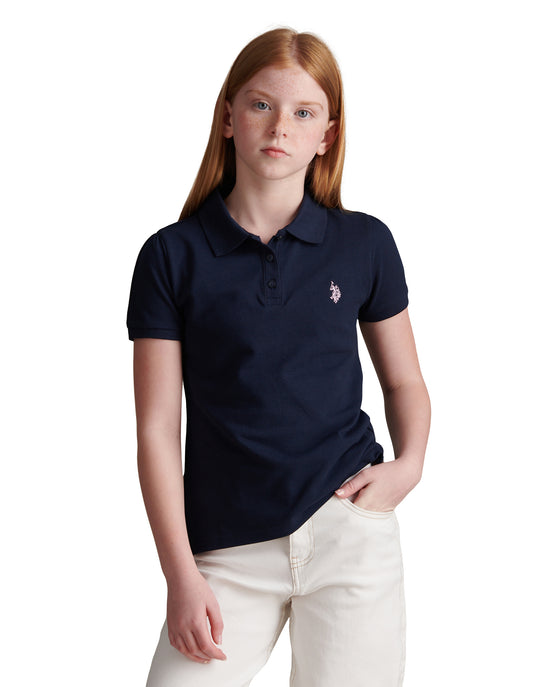 Girls Regular Pique Polo Shirt Navy Iris
