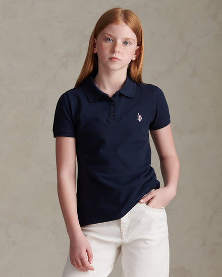 Girls Regular Pique Polo Shirt Navy Iris
