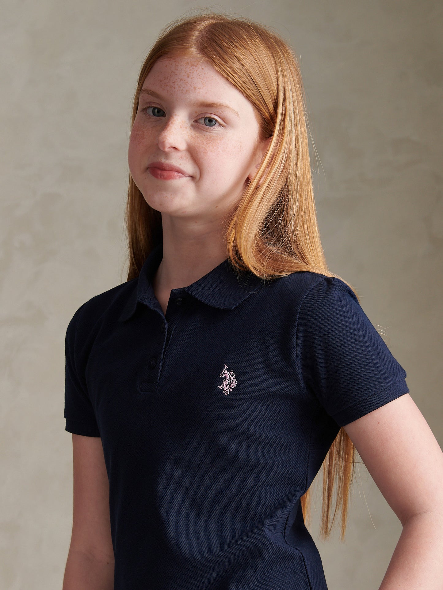 Girls Regular Pique Polo Shirt Navy Iris