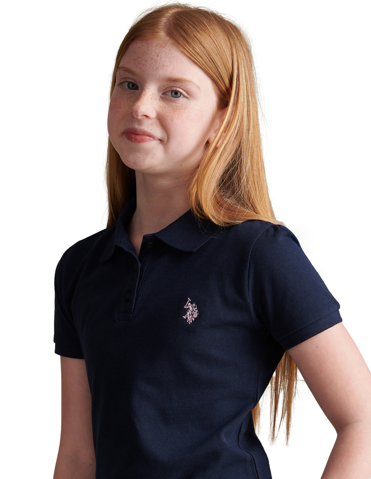 Girls Regular Pique Polo Shirt Navy Iris