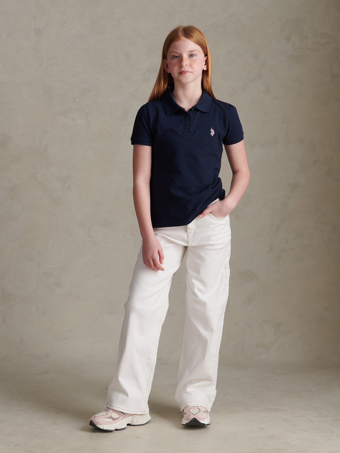 Girls Regular Pique Polo Shirt Navy Iris