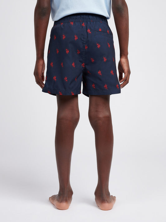 Boys Double Horsemen Repeat Swim Short in Navy Blue
