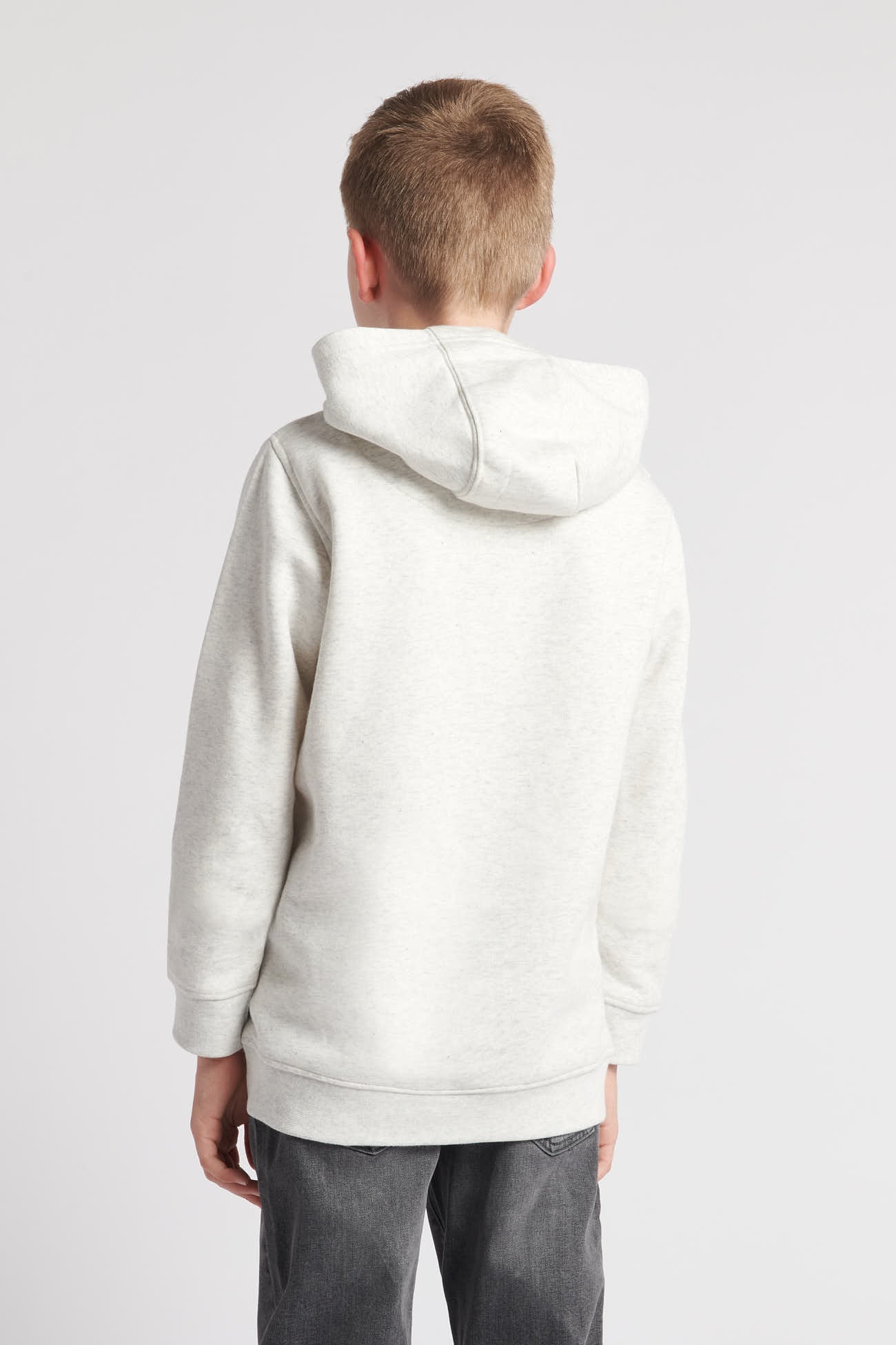 Boys Block Flag Graphic Hoodie in Light Grey Marl