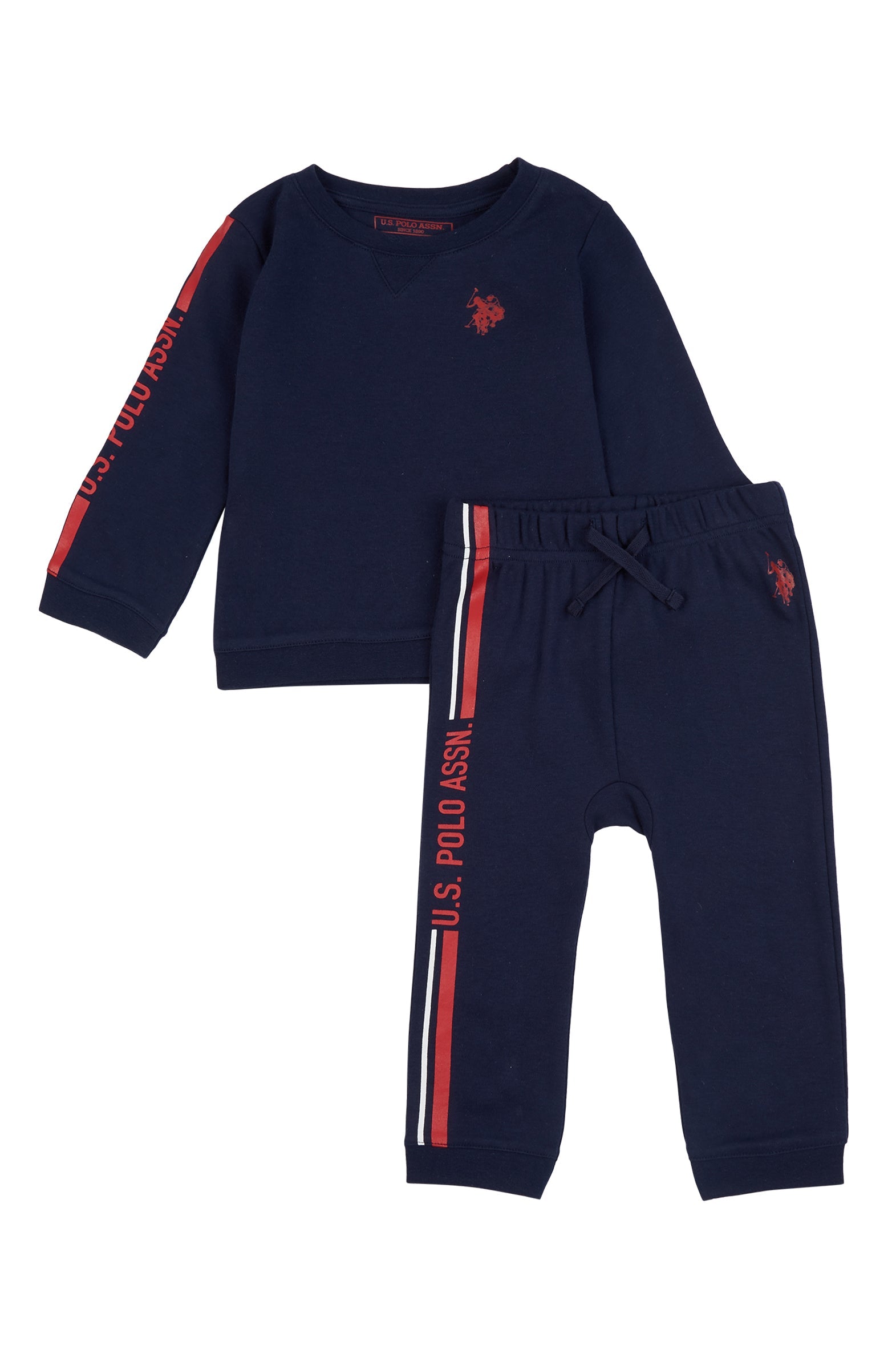U.S. Polo Assn. Baby Side Graphic Sweatshirt and Joggers Set in Navy Blue