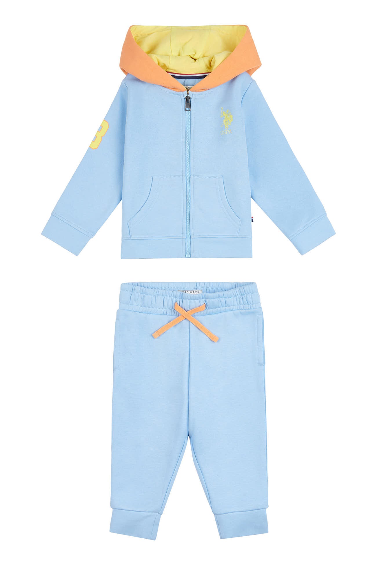 U.S. Polo Assn. Baby Player 3 Zip-Through Hoodie and Jogger Set in Blue Bell