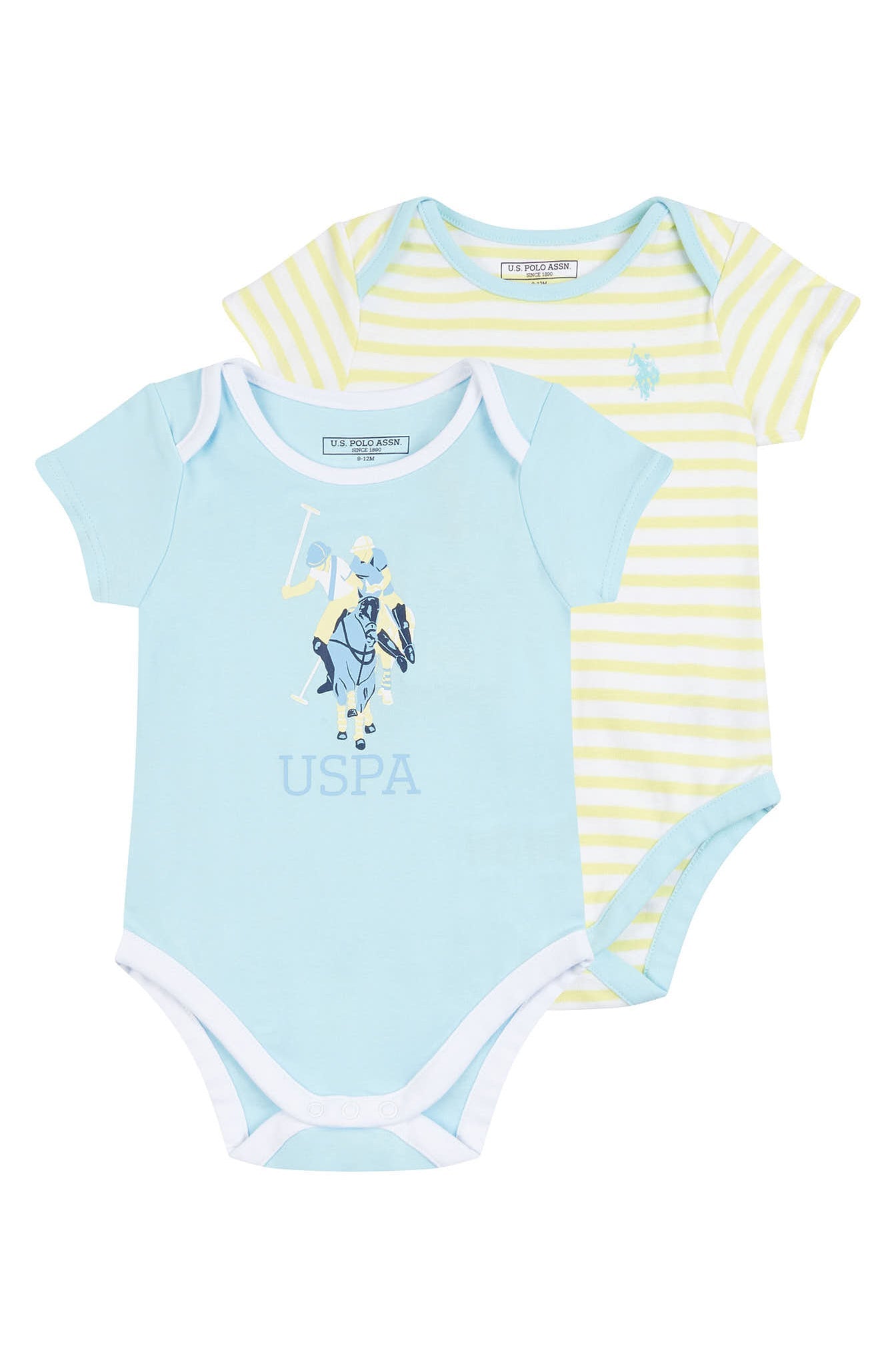 U.S. Polo Assn. Infant 2 Pack Bodysuits in Spun Sugar