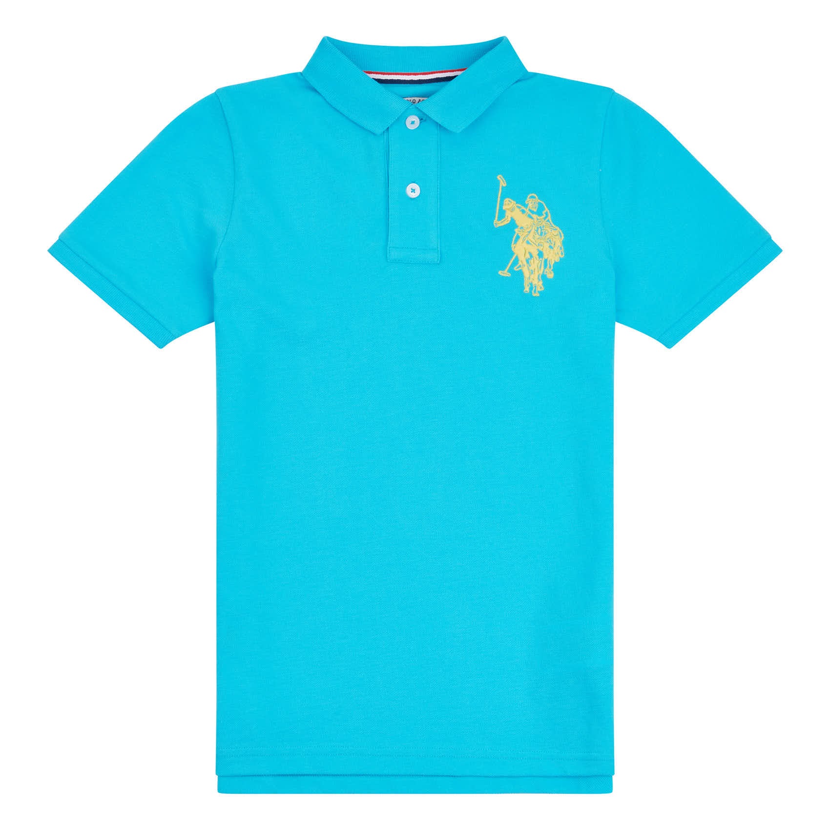 Boys Large Logo Polo Shirt in Blue Atoll