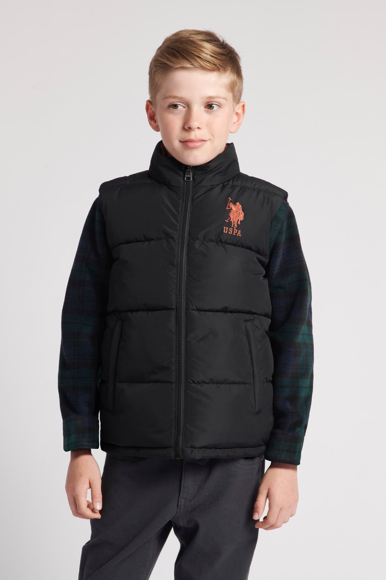 U.S. Polo Assn. Boys Thick Quilted Gilet in Black