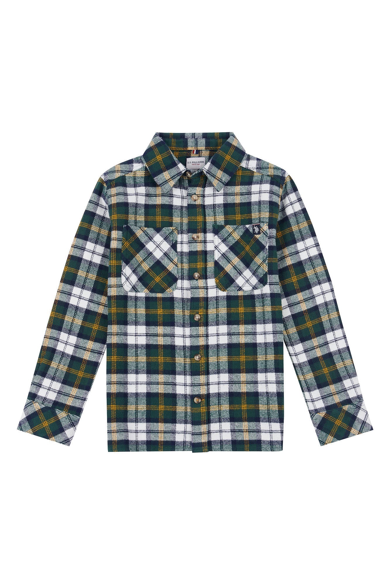 U.S. Polo Assn. Boys Brushed Twill Overshirt in Ponderosa Pine